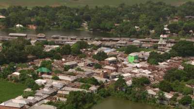 Flight over the village