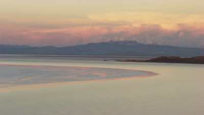 Pink sunset on the Salar