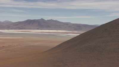 Bright coloured Laguna Colorada in the mountains