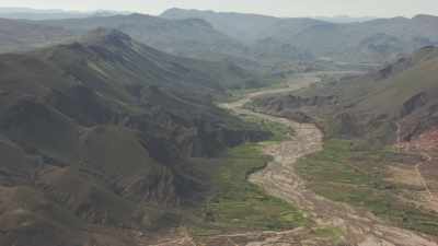 Wide valley and lakes on a near-by plateau