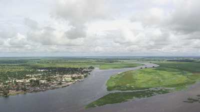 Wide shots of  river's islands