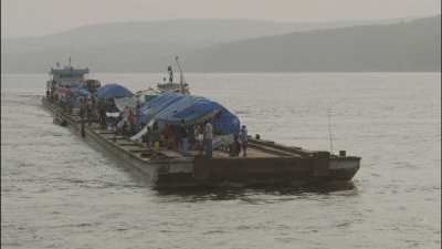 Barges on the Congo river