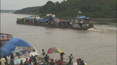 Barges on the Congo river