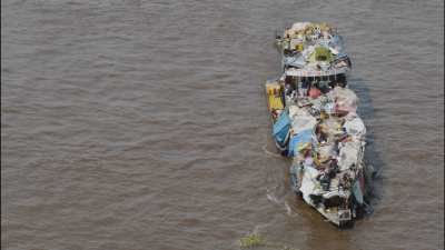 Wooden boat on the Congo river