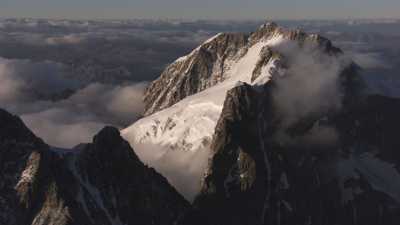 Snow-capped mountains at sunset, Bernina Range