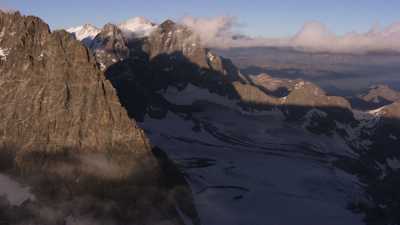 Snow-capped mountains at sunset, Bernina Range