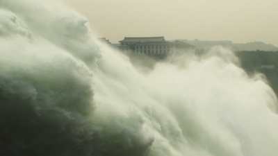 Spectacular dam waters  release