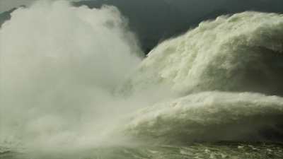 Spectacular dam waters  release