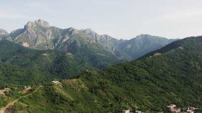 Mountains, green hills and forests