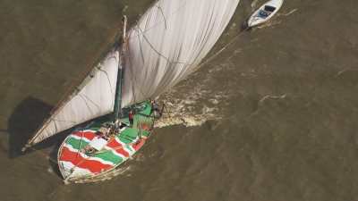 Coloured fishermen sailboats in the Nile delta