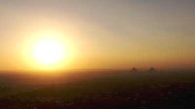 Gizeh pyramids at sunset