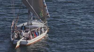 City of Aswan and boats on the Nile