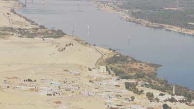 Ruins, fields and dwellings near the Nile