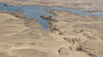 Lake Nasser, rock formations and desert