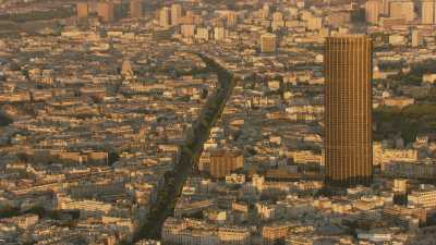 Montparnasse Tower and modern buildings along the Seine