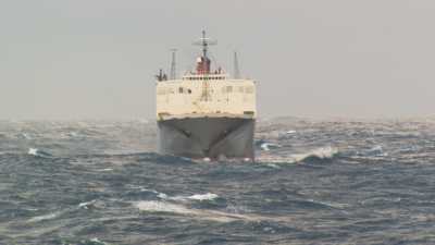 Freighter in a storm