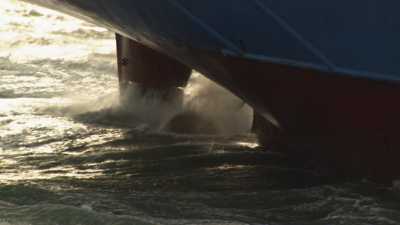 Freighter in a storm