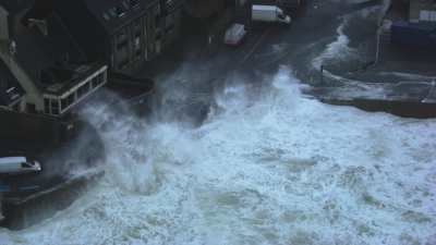 Storm in the small breton fishing port of Le Guivinec