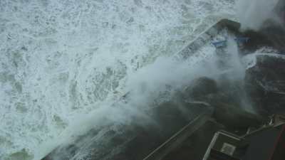 Storm in the small breton fishing port of Le Guivinec