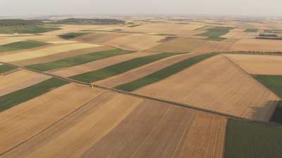 Countryside, fields and bales of straw