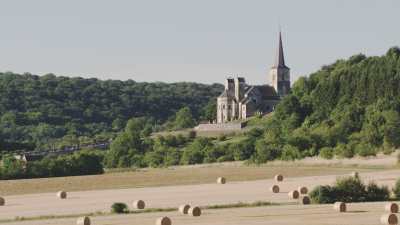 Small country village and its church