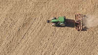 Tractor plowing, French countryside