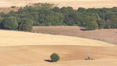 Tractor plowing, French countryside