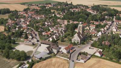 Small country village and its church