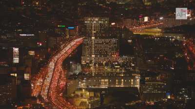 The New Paris Court-House and the Paris ring road by night