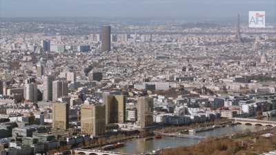 Paris XIII: The Bibliothèque Nationale de France Francois Mitterrand with the river Seine and the eastern cityscape of Paris