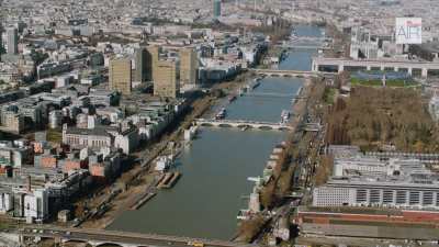 Paris XIII: The Bibliothèque Nationale de France Francois Mitterrand with the river Seine and the eastern cityscape of Paris