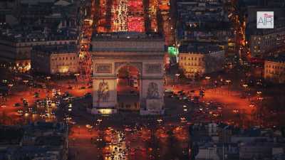 Paris by night / Champs Elysées / Arc de Triomphe  / Eiffel Tower