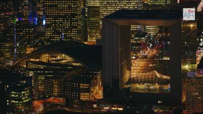 Business District of Paris La Défense / Cityscape and close-up office towers