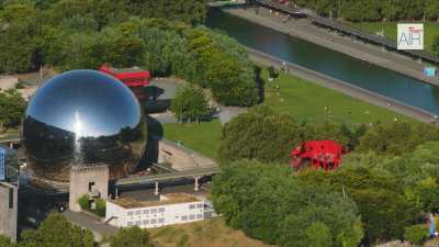 Paris XIX: The Parc de La Villette with the Cité des Sciences, the Géode, the Cité de la Musique, the Philharmonie and the Zénith