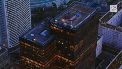 The business district of Paris La Defense by dusk / The area Terrasses de Nanterre