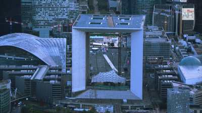 The business district of Paris La Defense with the esplanade and the Grande Arche de la Défense