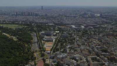 The stadium and tennis courts Roland Garros