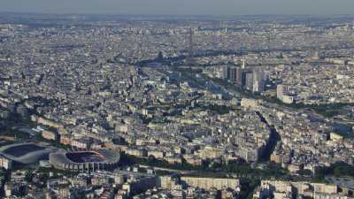 The Eiffel tower seen from and with Boulogne-Billancourt