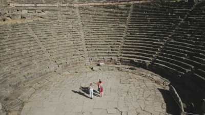 Flight over mountainous Delphi Theatre Site