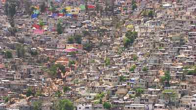 The sprawling Jalousie slum district, painted with lively colors