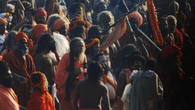 Sadhu's bath during the Kumbh Mela