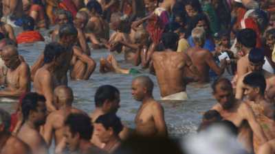 Crowd bathing during Kumbh Mela