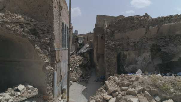 The heavy damages of the old city after the battle of Mosul in 2017