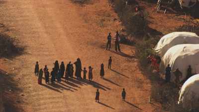 Population among refugees tents, Kambioos Camp