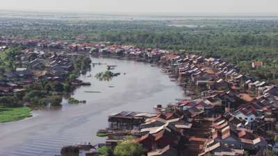 Houses on stilts on the river shore