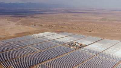 Noor Solar Power Station ans desert landscape