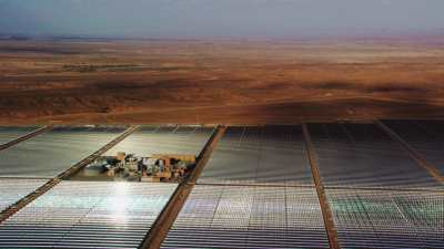 Noor Solar Power Station ans desert landscape