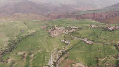 Fields in the mountain and village, surroundings of Tissekhte