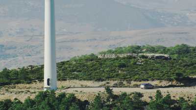 Wind turbines in the mountains near Tetouan