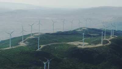 Wind turbines in the mountains near Tetouan